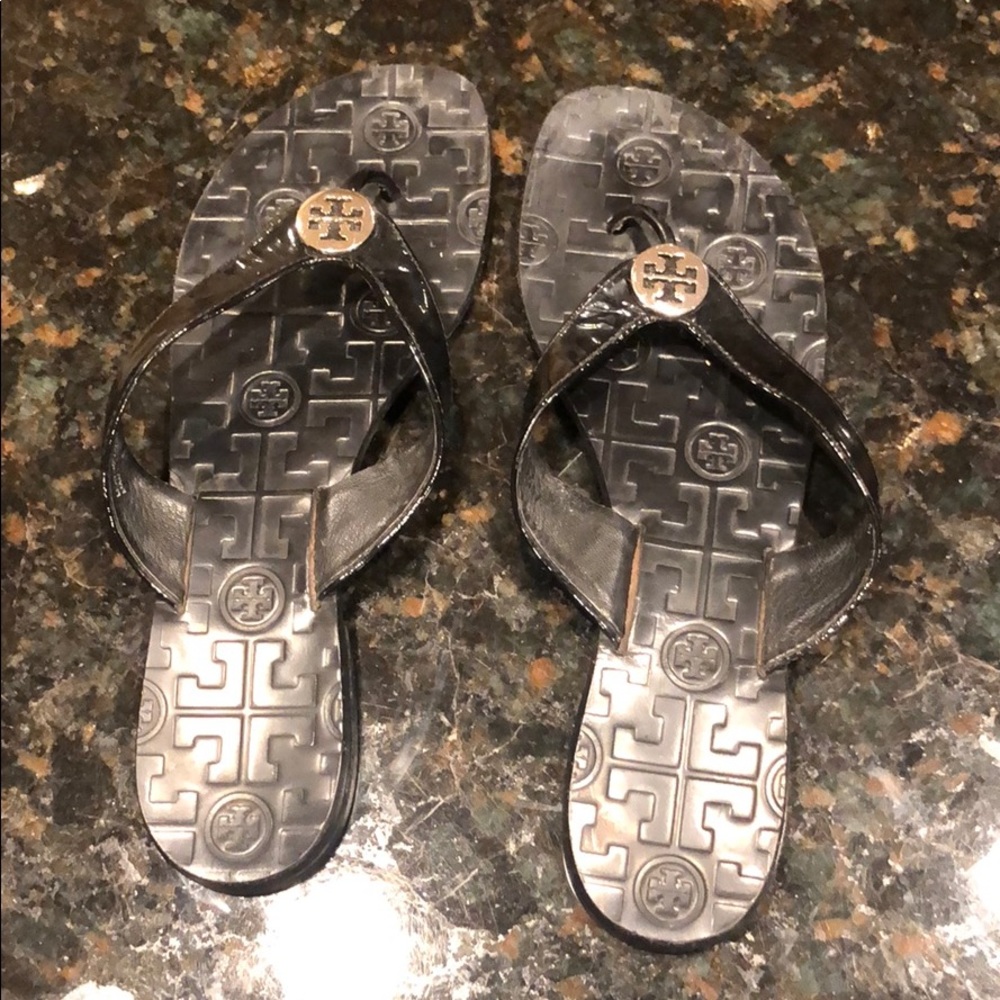 Tory Burch Patent Flip Flops